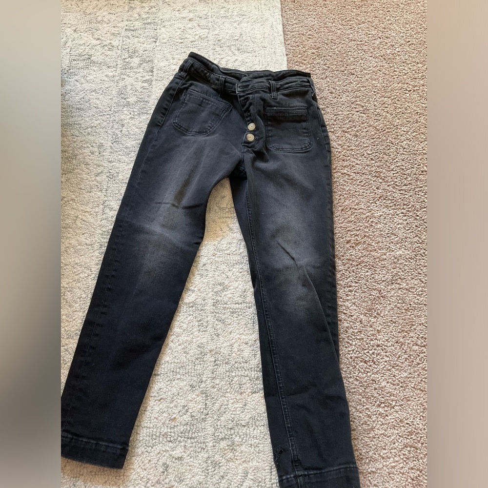 These are size 27 high rise, slim jeans by anthropology
